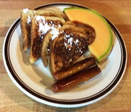 French Toast, Sausages and Melon for Breakfast